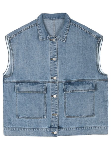 Γυναικείο γιλέκο με τζιν με τσέπες και κουμπιά