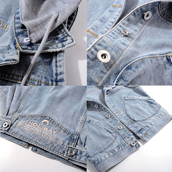 Ženski casual prsluk s kapuljačom i vezicama u plavoj boji