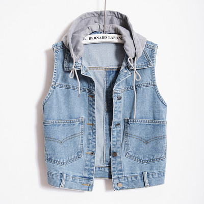 Γυναικείο casual γιλέκο με κουκούλα και τσέπες