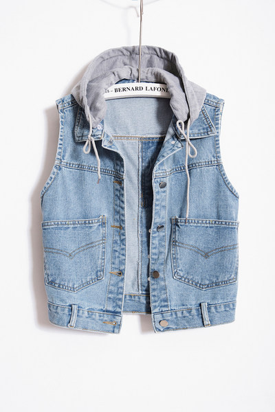 Γυναικείο casual γιλέκο με κουκούλα και τσέπες