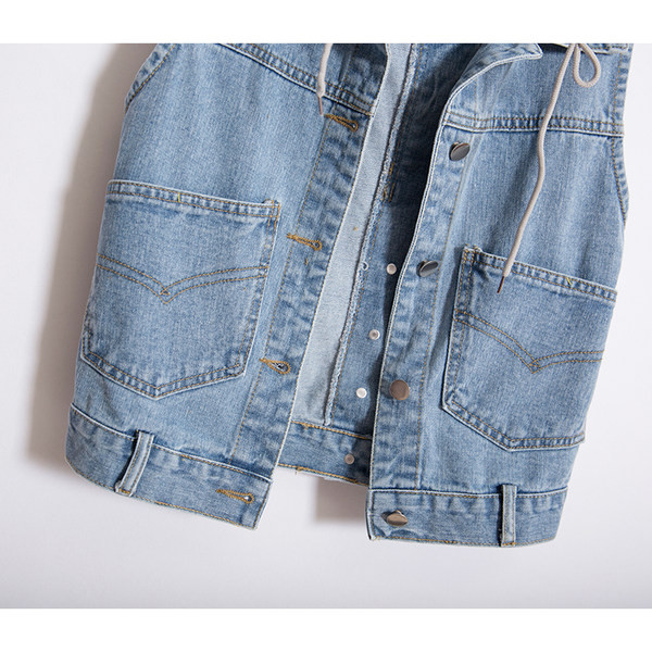 Γυναικείο casual γιλέκο με κουκούλα και τσέπες