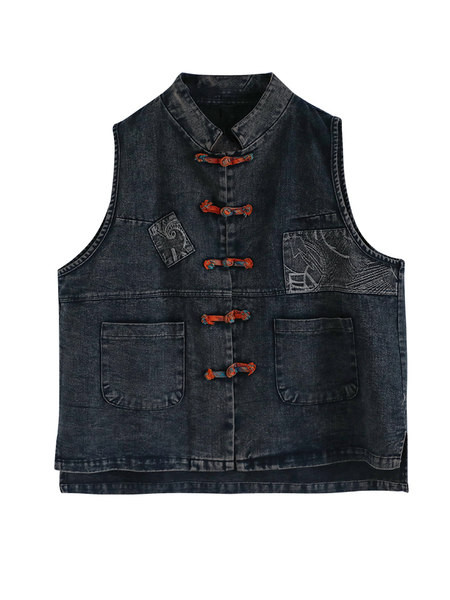 Ženski casual prsluk s džepovima u plavoj boji