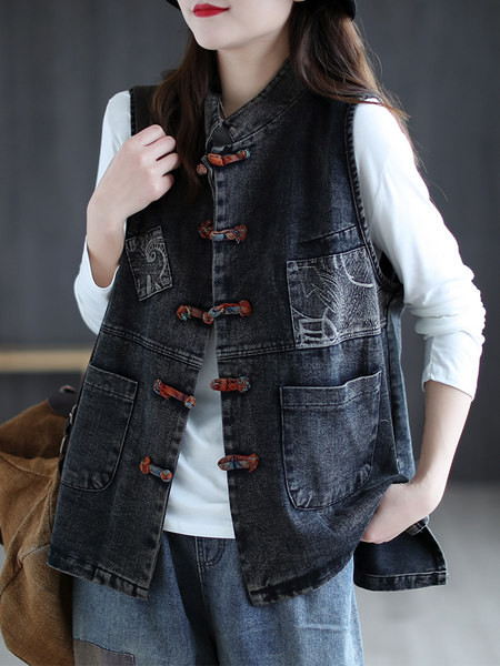 Ženski casual prsluk s džepovima u plavoj boji