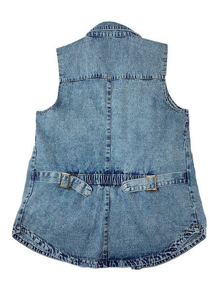 Γυναικείο τζιν μοντέλογιλέκο με τσέπες - φαρδύ μοντέλο