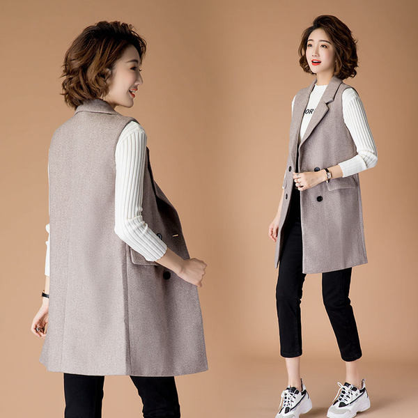 Μακρύ γιλέκο άνοιξη-φθινόπωρο με κουμπιά σε δύο σειρές