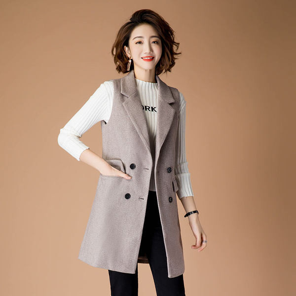 Μακρύ γιλέκο άνοιξη-φθινόπωρο με κουμπιά σε δύο σειρές