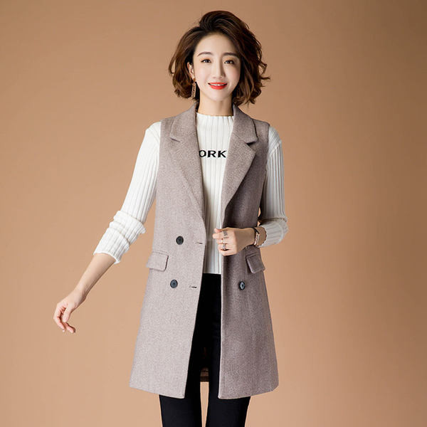 Μακρύ γιλέκο άνοιξη-φθινόπωρο με κουμπιά σε δύο σειρές