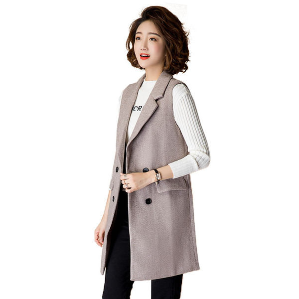 Μακρύ γιλέκο άνοιξη-φθινόπωρο με κουμπιά σε δύο σειρές