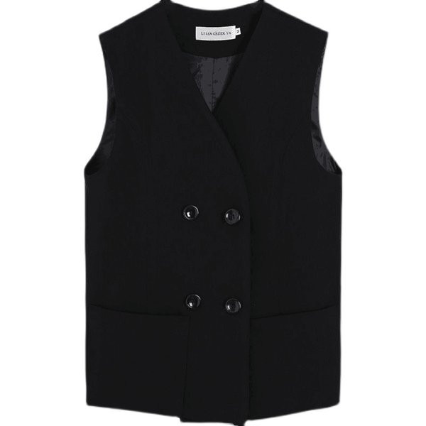 Moderan proljetni prsluk s dvorednim kopčanjem i džepovima