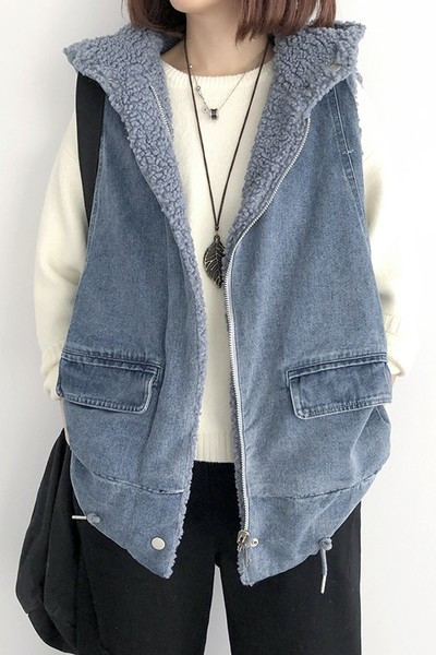 Γυναικείο casual γιλέκο με φερμουάρ και ζεστή επένδυση