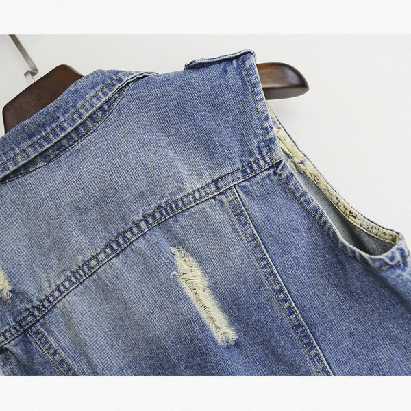 Γυναικείο γιλέκο τζιν με κλασικό κολάρο