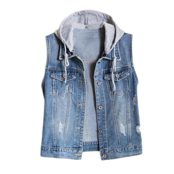 Γυναικείο γιλέκο καθημερινό με κουκούλα και κουμπιά