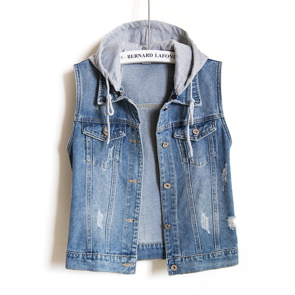 Γυναικείο γιλέκο καθημερινό με κουκούλα και κουμπιά