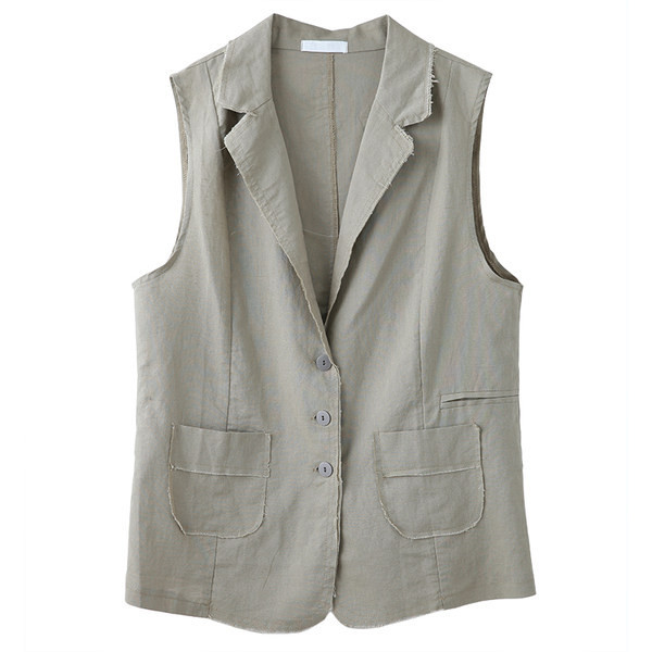 Γυναικείο γιλέκο με κουμπιά και τσέπες σε μπεζ