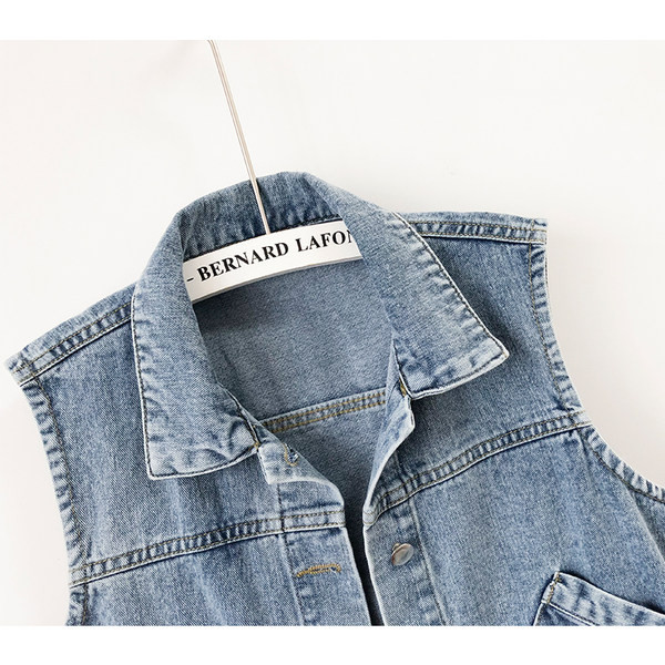 Proljetni traper prsluk s gumbima i vezicama