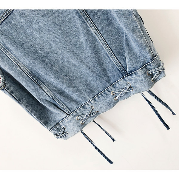 Proljetni traper prsluk s gumbima i vezicama