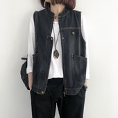 Ženski prsluk s patentnim zatvaračem u plavoj i crnoj boji