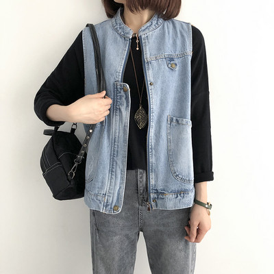 Ženski prsluk s patentnim zatvaračem u plavoj i crnoj boji