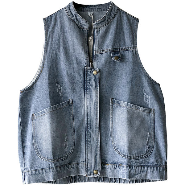 Ženski prsluk s patentnim zatvaračem u plavoj i crnoj boji