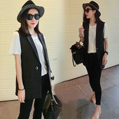 Γυναικείο μοντέρνο γιλέκο με μεσαίο μήκος και κουμπιά