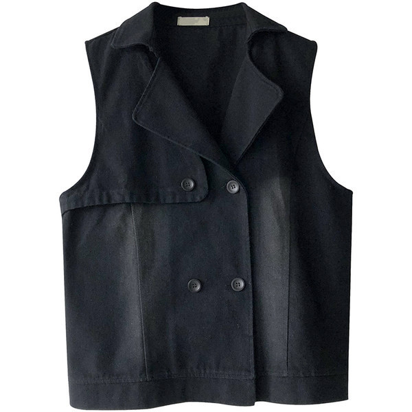 Γυναικείο casual γιλέκο με κουμπιά σε μαύρο χρώμα
