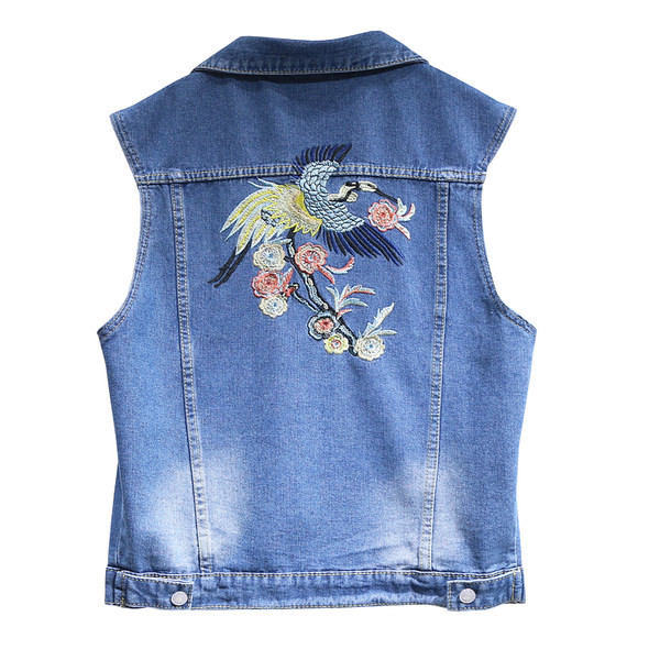 Ženski traper prsluk s vezom i džepovima