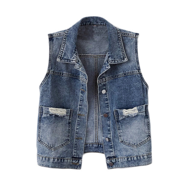 Γυναικείο γιλέκο τζιν με απλικέ στο πίσω μέρος