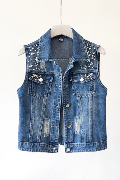 Γυναικείο γιλέκο μοντέρνο με διακόσμηση από πέρλες