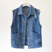 Ikdienas sieviešu veste ar pogām aizmugurē - zilā krāsā