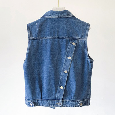 Ikdienas sieviešu veste ar pogām aizmugurē - zilā krāsā