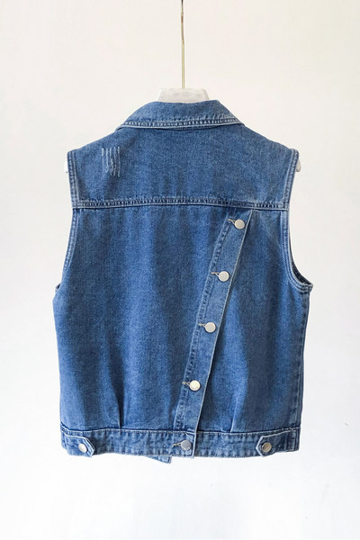 Ikdienas sieviešu veste ar pogām aizmugurē - zilā krāsā