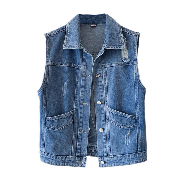 Ikdienas sieviešu veste ar pogām aizmugurē - zilā krāsā