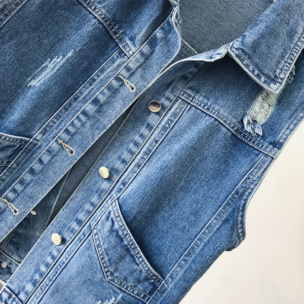 Ikdienas sieviešu veste ar pogām aizmugurē - zilā krāsā