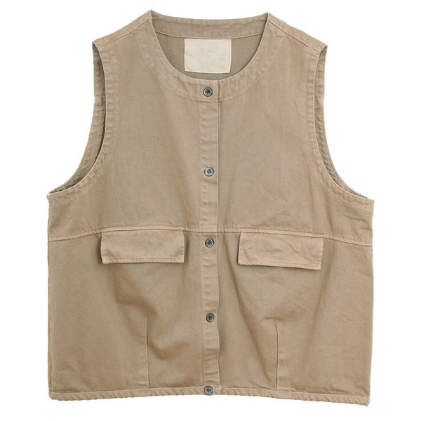 Γυναικείο γιλέκο με κουμπιά και τσέπες σε τρία χρώματα