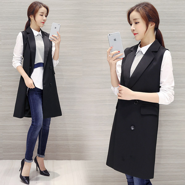 Μακρύ κομψό γιλέκο με κουμπιά δύο σειρών