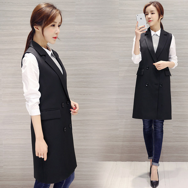 Μακρύ κομψό γιλέκο με κουμπιά δύο σειρών