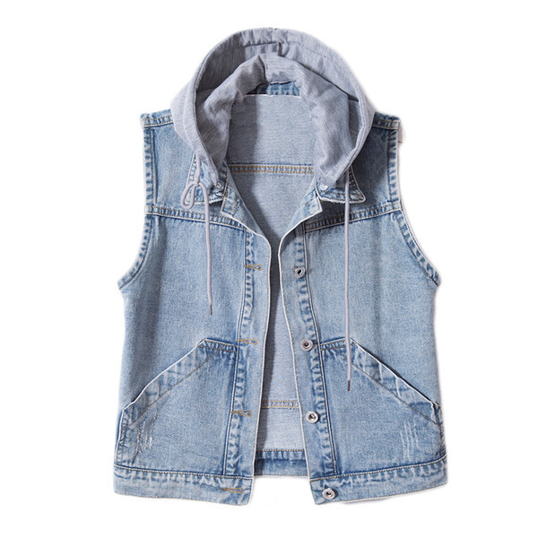 Γυναικείο γιλέκο casual με κουκούλα και τσέπες