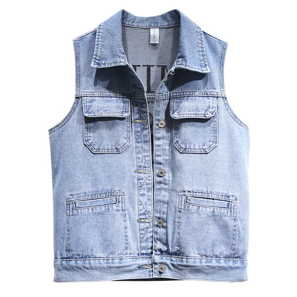 Ženski traper prsluk s džepovima i gumbima - u plavoj boji