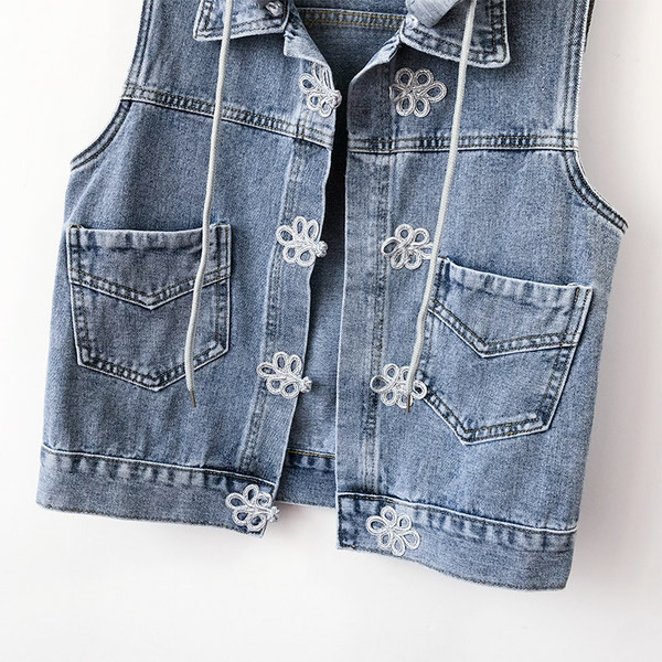 Proljetni ženski traper prsluk s kapuljačom