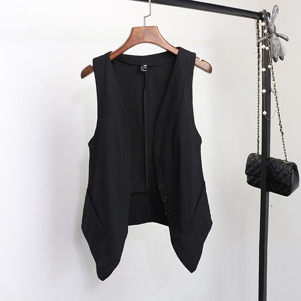 Moderni ženski asimetrični prsluk s gumbima