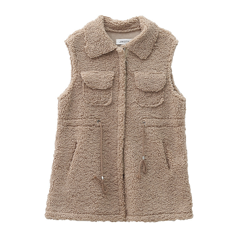 Ženski prsluk s vezicama i džepovima u tri boje