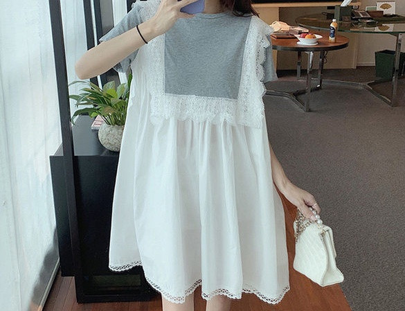 Ležerna široka haljina s ovalnim izrezom za trudnice