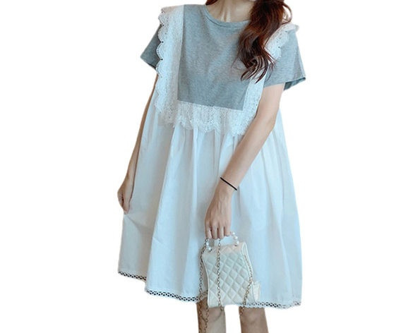 Ležerna široka haljina s ovalnim izrezom za trudnice