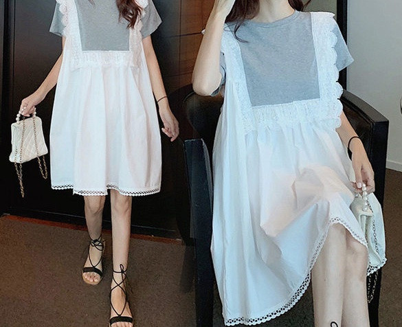 Ležerna široka haljina s ovalnim izrezom za trudnice