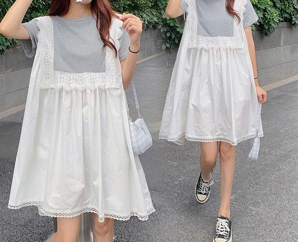 Ležerna široka haljina s ovalnim izrezom za trudnice