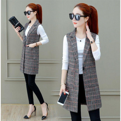 Σλιμ μοντέλο καρό γιλέκο με τσέπες