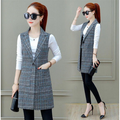 Σλιμ μοντέλο καρό γιλέκο με τσέπες