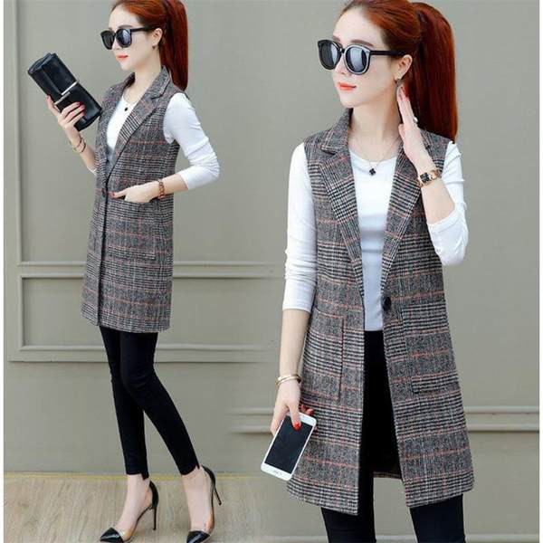 Σλιμ μοντέλο καρό γιλέκο με τσέπες