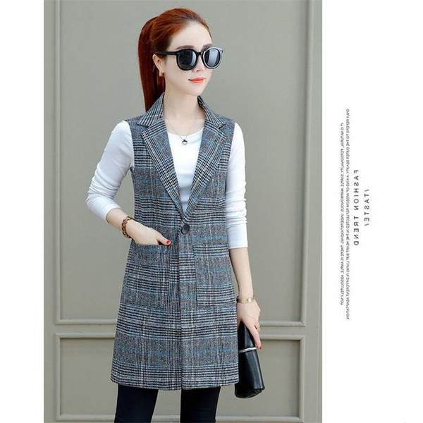 Σλιμ μοντέλο καρό γιλέκο με τσέπες