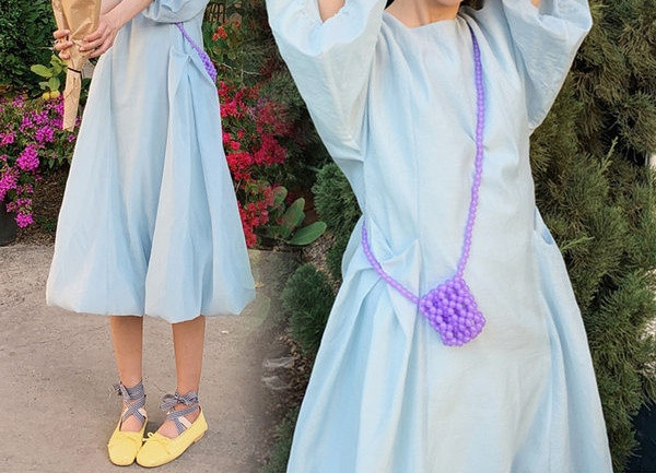 Ležerna duga haljina jednobojni model za trudnice